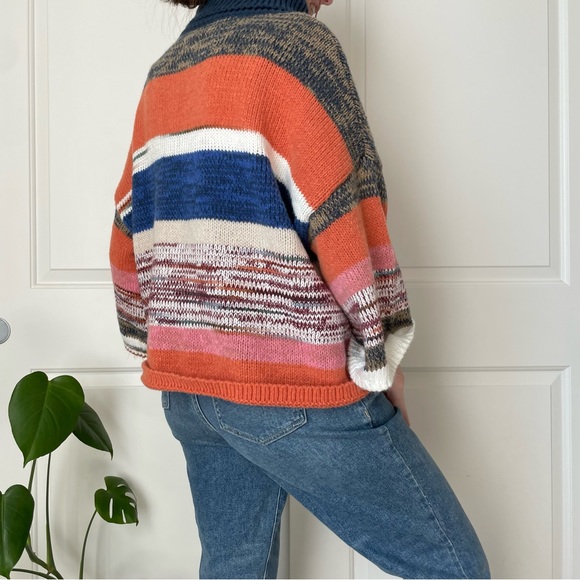 Urban Outfitters Striped Sweater Shirt Wide Sleeves Chunky Knit Long Sleeve - Picture 11 of 16